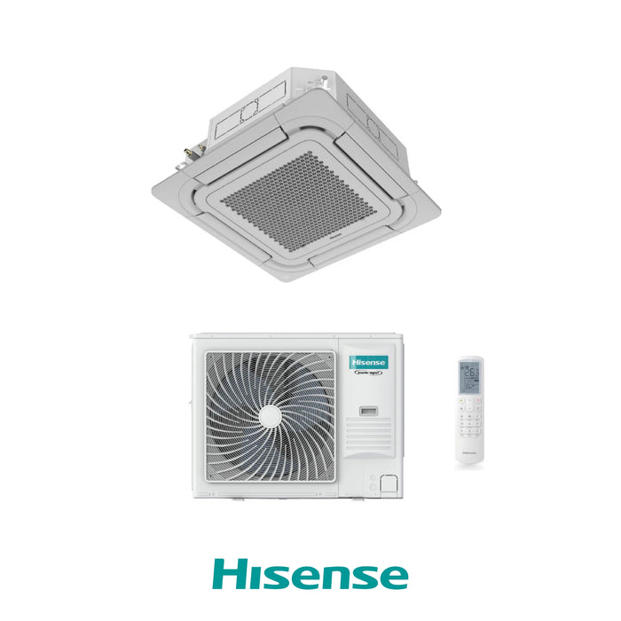 HISENSE CONDIZIONATORE CASSETTA A 4 VIE SET 48000 BTU AUV140UR4RC8 TRIFASE 90X90 FLUSSO CIRCOLARE R32 TURBO INVERTER A++
